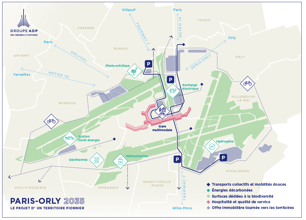 La carte du projet Paris-Orly 2035